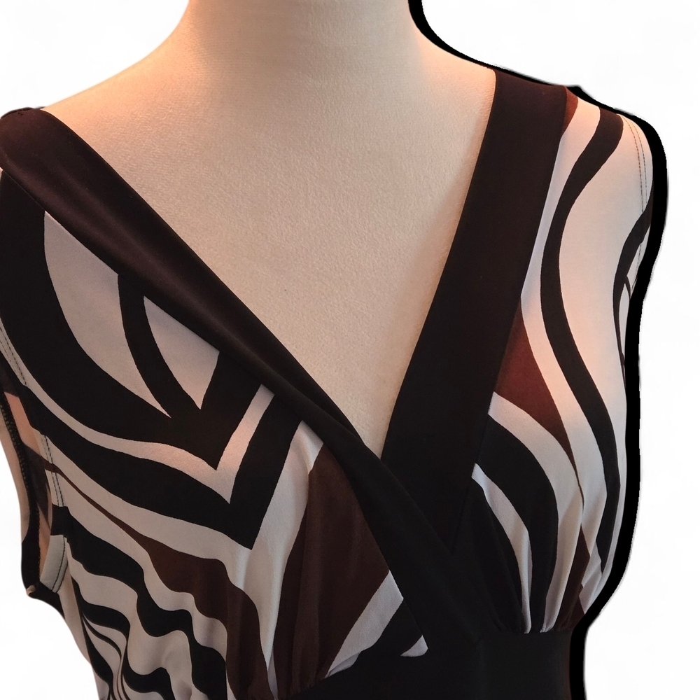 Y2K Bisou Bisou Sleeveless Maxi Dress Women 14W Black Brown White Down-Town Girl - Picture 3 of 15